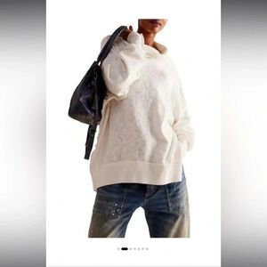 Free People Women's White Timmy Boxy Turtleneck Sweater